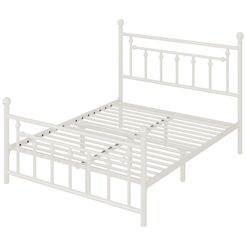 Metal Platform Bed Frame with Victorian Headboard and Footboard,Noise-Free,No Box Spring Required