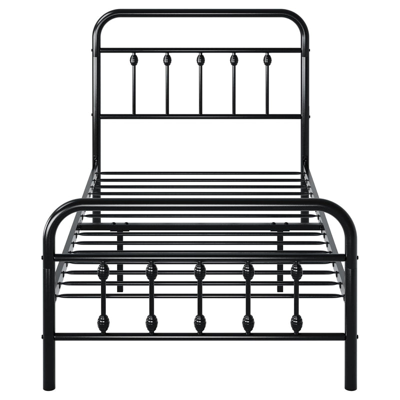 Twin Size Metal Platform Bed Frame with Victorian Style Iron-Art Headboard Mattress Foundation Under Bed Storage