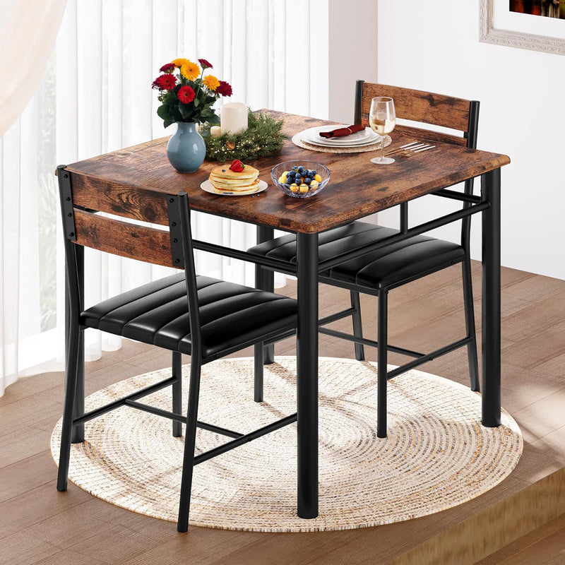 Dining Table Set for 2 Small Kitchen Table with Upholstered Chairs, Compact Dining Set, Kitchen, Dining Room