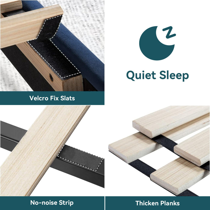 Twin Velvet Upholstered Platform Bed Frame with Vertical Channel Tufted Headboard, Strong Wood Slat Support, No Box Spring Needed