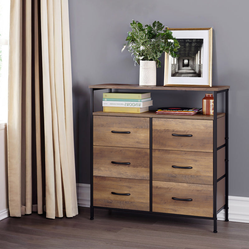 Fabric Chest with 6 Drawers, Bedroom Chest of Drawers, Storage Cabinet