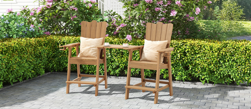 Tall Balcony Chair 2-Piece Set with Removable Connecting,  Outdoor Adirondack Chairs with Cup Holder and Umbrella Hole