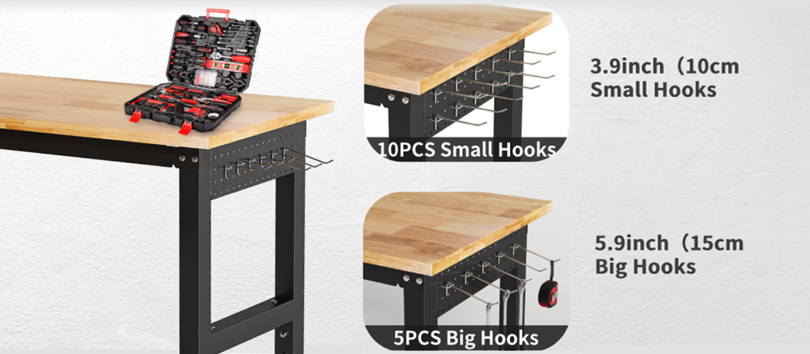 Height Adjustable Workbench with Power Outlets, 2000 LBS Load Capacity ...