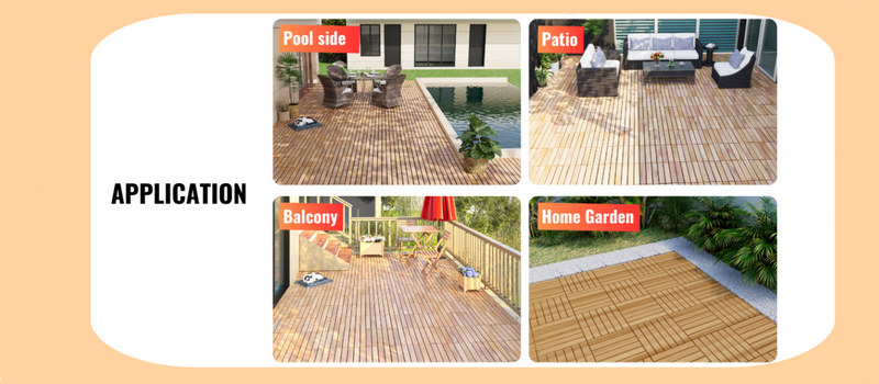 30 PCS Interlocking Deck Tiles, 12"x12" Waterproof Solid Acacia Wood Patio Tiles, Flooring Tiles Outdoor All Weather