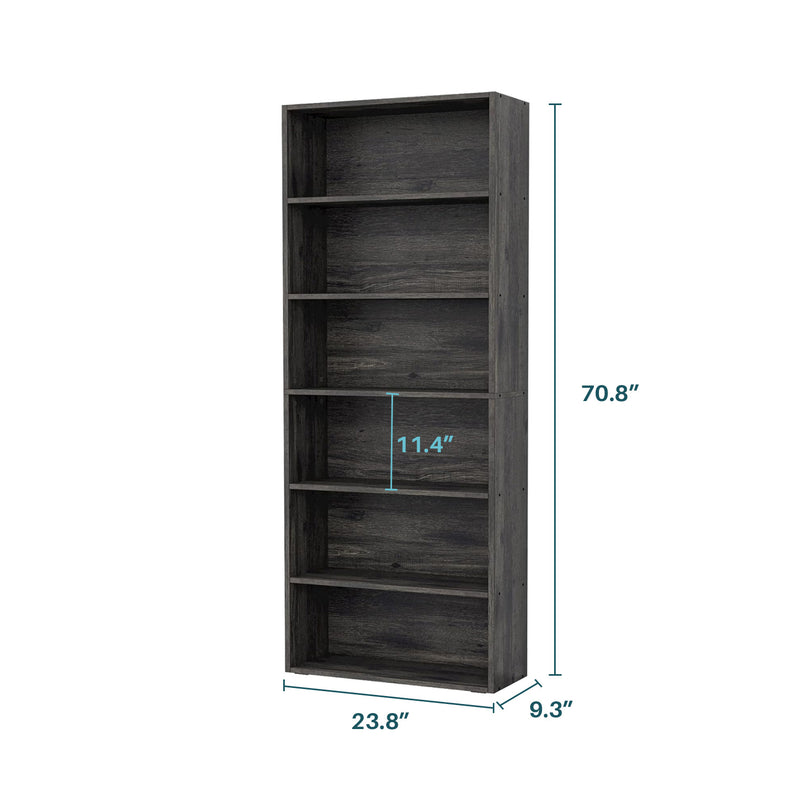 Industrial Bookshelves Bookcases 6 Shelf Storage Shelves Floor Standing 70 Inches High