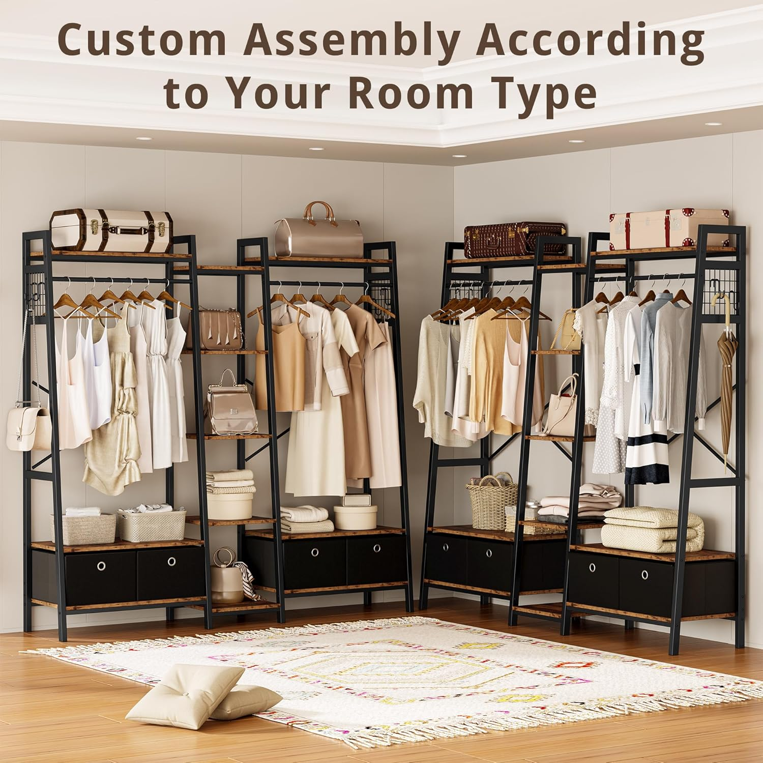 Industrial Closet Rack, Closet Organizer, Storage Shelves, Heavy Duty