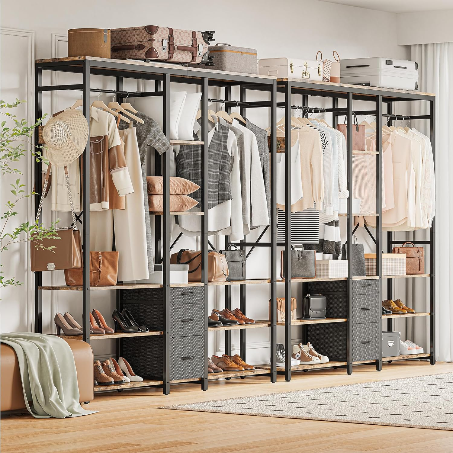 Industrial Garment Rack, Clothes Rack, Closet and Storage Shelves, Clo ...