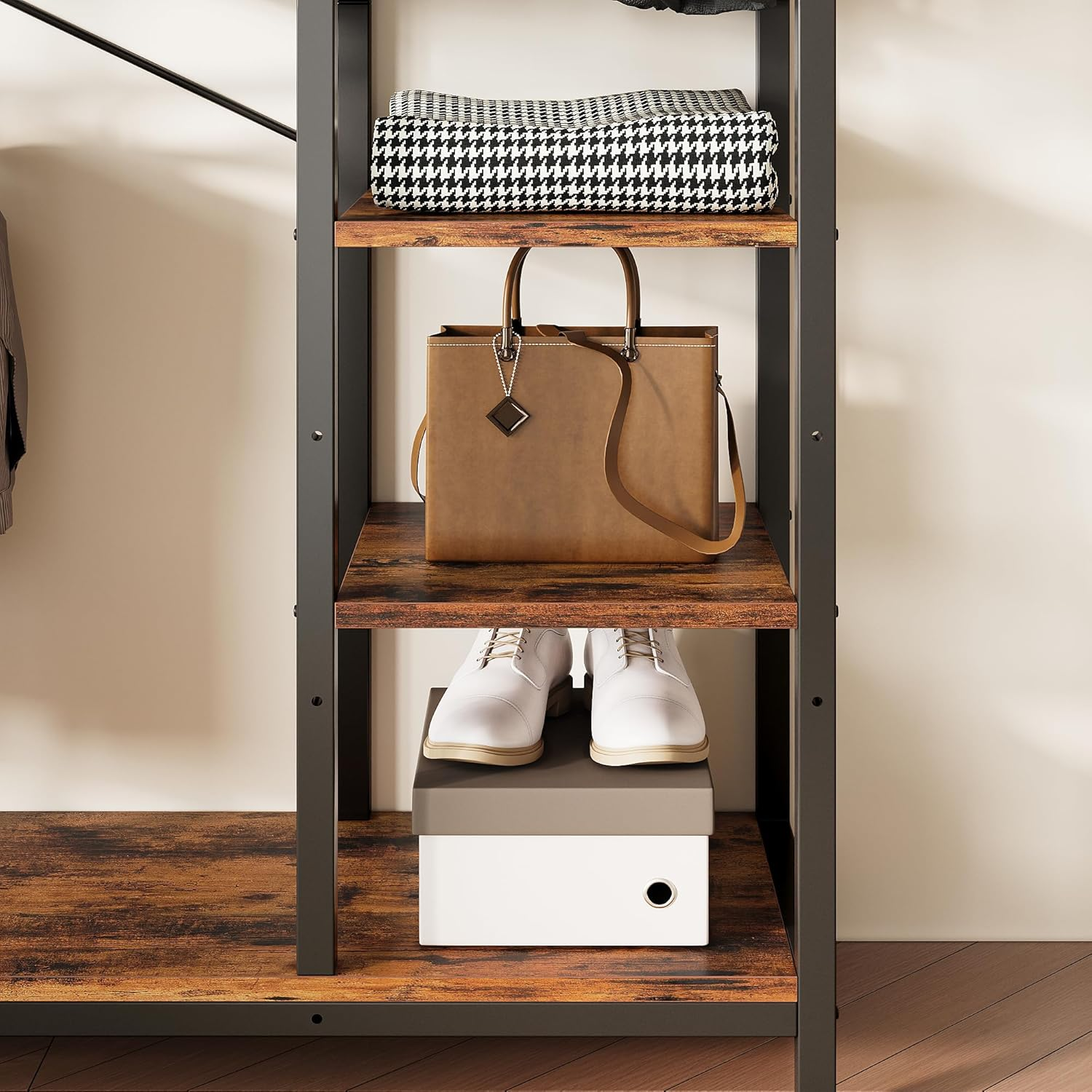 Heavy Duty Clothes Rack Closet Organizer and Storage Shelves with 2 Wa