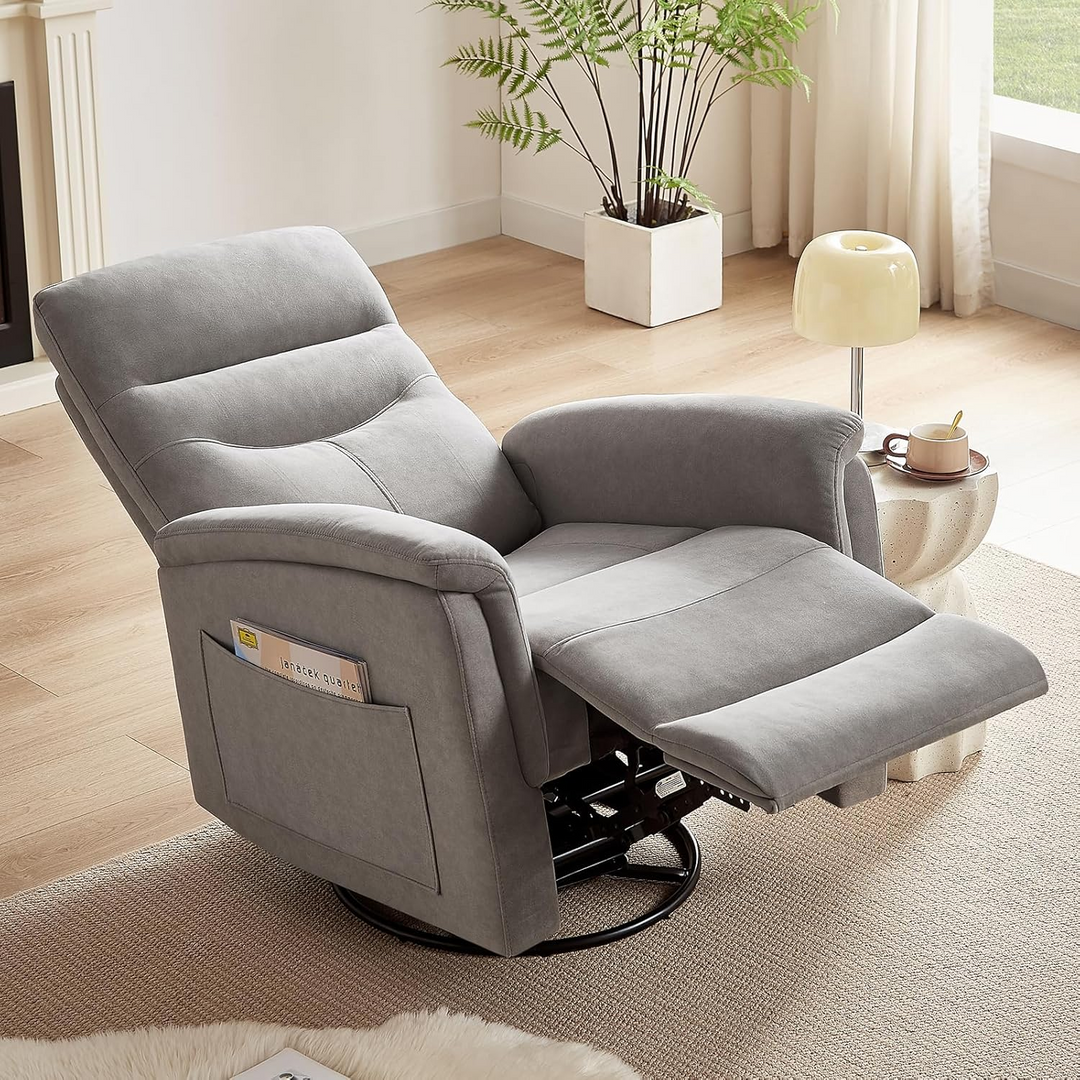 thumbnail image 2 of Rocking Recliner Chair With Footrest, Foldable Glider For Nursery & Living Room, Upholstered 2 of 14