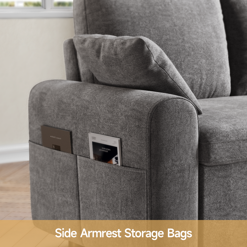 L Shaped Sleeper Sofa with Storage Chaise, Pull Out Couch Bed with 2 Pillows, Sectional Sleeper Couch for Living Room