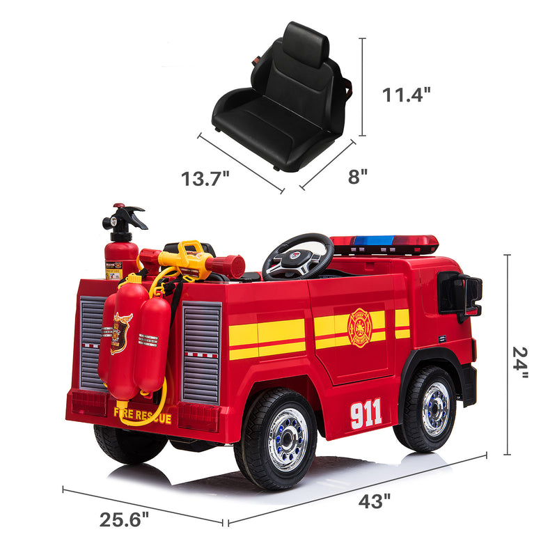 Ride On Fire Truck Electric Car Remote Control 12V Battery Toddler Power Driving Car