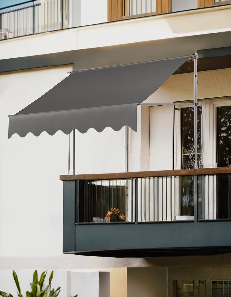 Outdoor Retractable Patio Awning with Adjustable Design and UV Protection for Apartment Terraces, Balconies and Gardens
