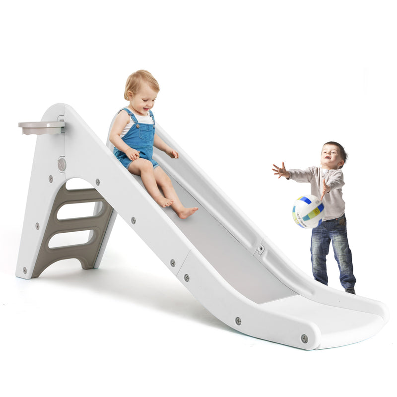 Freestanding Kids Slide Toddler Slide Climber with Basketball Hoop