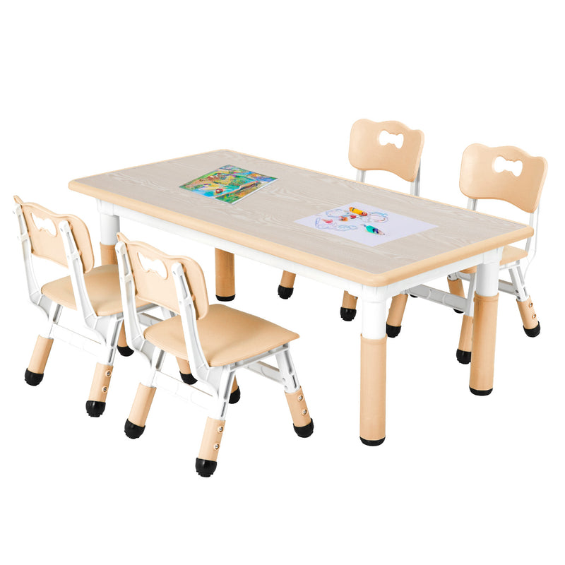 Kids Study Table and Chair Set Height Adjustable for Reading, Drawing, Eating