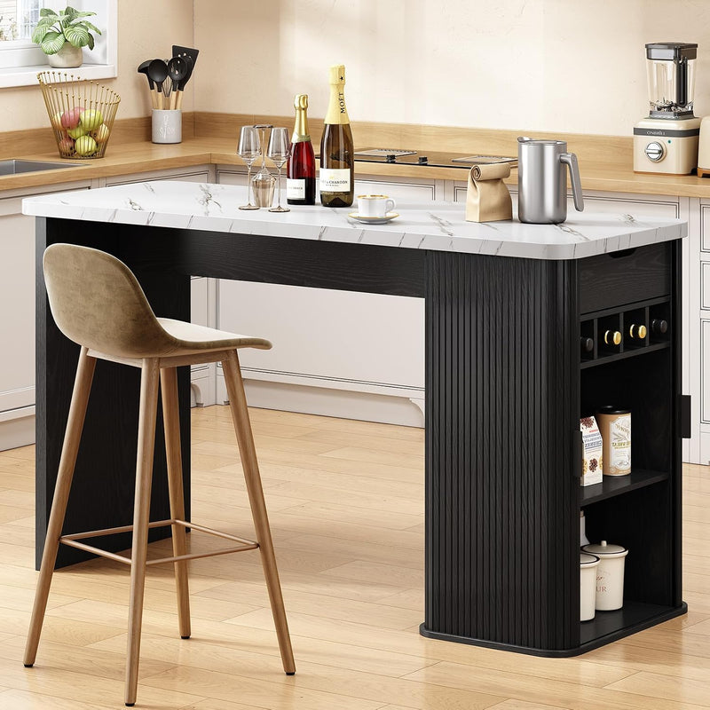 Kitchen Island, Counter Height Table, 59 Inch Long Bar Table with