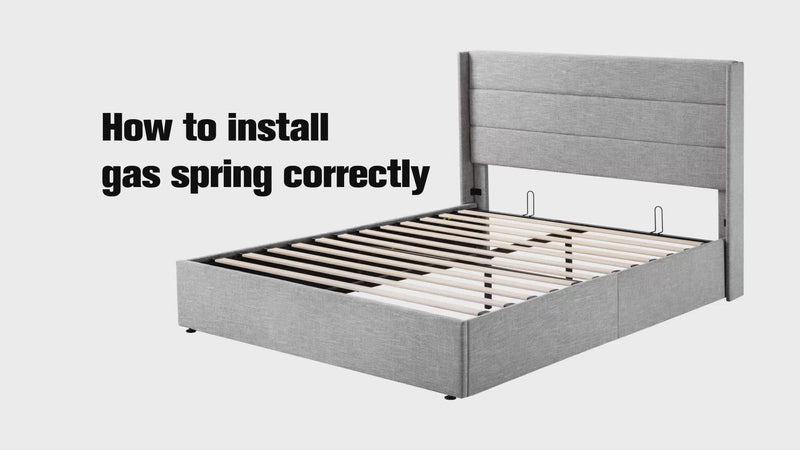 Lift Up Storage Bed Frame Hydraulic Storage with Buttons Tufted Headboard, No Box Spring Required