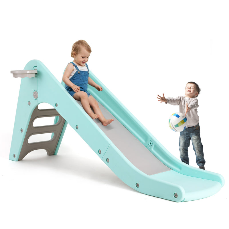 Freestanding Kids Slide Toddler Slide Climber with Basketball Hoop