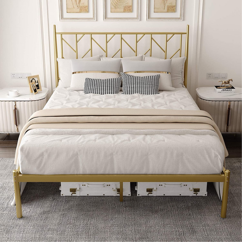 Ohwill Platform Bed Frame with 800 lbs weight capacity no Box Spring Needed-Golden