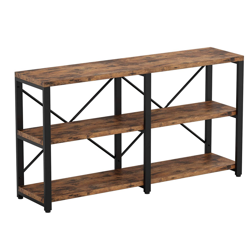 Entryway Console Table 55 in 3-Tier Hallway Table, TV Stand Entertainment Center Media Stand Industrial Style Vintage