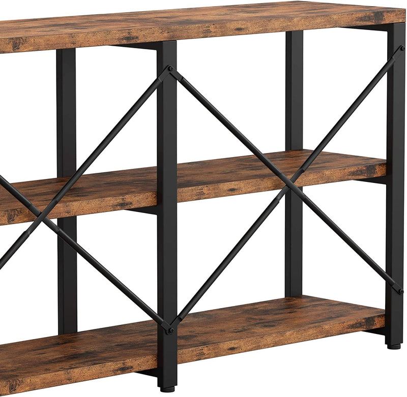 Entryway Console Table 55 in 3-Tier Hallway Table, TV Stand Entertainment Center Media Stand Industrial Style Vintage